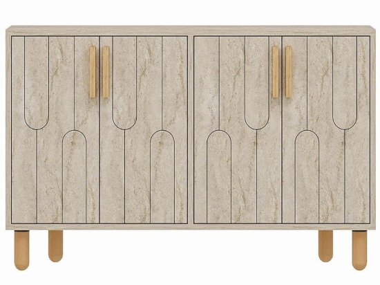 Μπουφές Vincent 327ODS1289 120x29,6x73,6cm Travertine Beige-Oak Μοριοσανίδα, Μελαμίνη