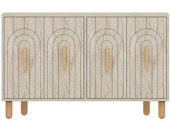 Μπουφές Tiger 327ODS1299 120x29,6x73,6cm Travertine Beige-Oak Μοριοσανίδα, Μελαμίνη