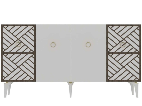 Μπουφές Vesta 475OLV2306 150x40x79cm Dark Oak-White Μοριοσανίδα, Μελαμίνη