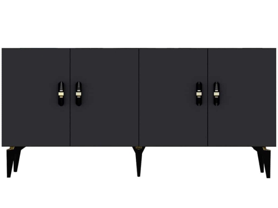 Μπουφές Plus 475OLV2307 150x40x79cm Anthracite-Black Μοριοσανίδα, Μελαμίνη