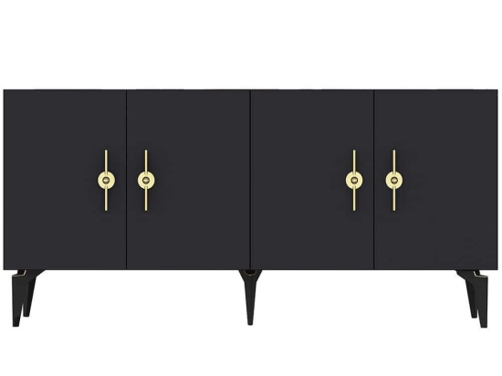 Μπουφές Zenit 475OLV2309 150x40x79cm Anthracite-Gold Μοριοσανίδα, Μελαμίνη
