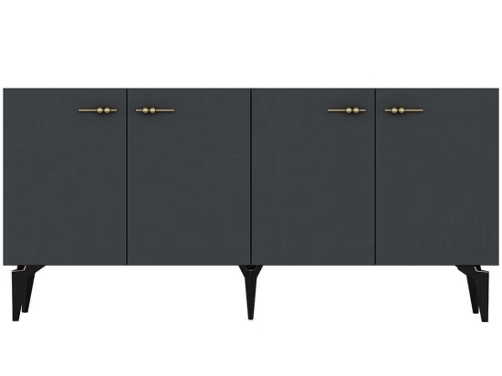 Μπουφές Ruya 475OLV2311 150x40x79cm Anthracite-Gold Μοριοσανίδα, Μελαμίνη