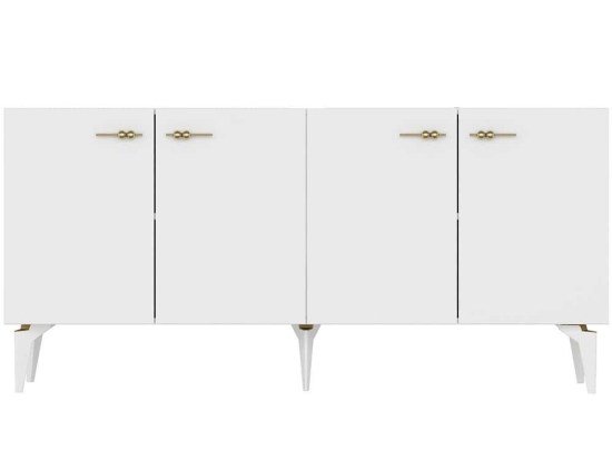 Μπουφές Ruya 475OLV2312 150x40x79cm White-Gold Μοριοσανίδα, Μελαμίνη