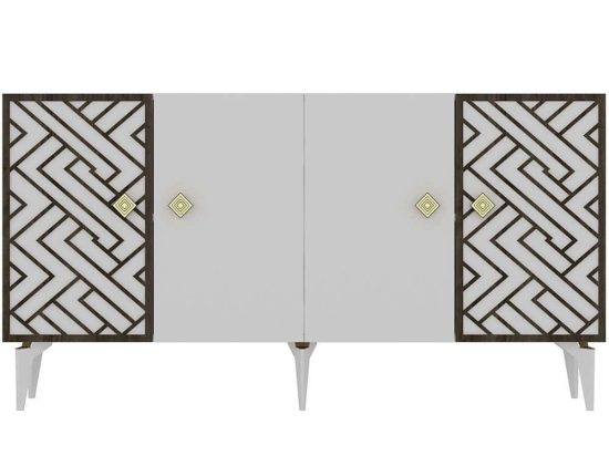 Μπουφές Frow 475OLV2320 150x40x79cm Dark Oak-White Μοριοσανίδα, Μελαμίνη