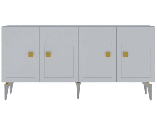 Μπουφές Owen 475OLV2322 150x40x79cm White-Gold Μοριοσανίδα, Μελαμίνη