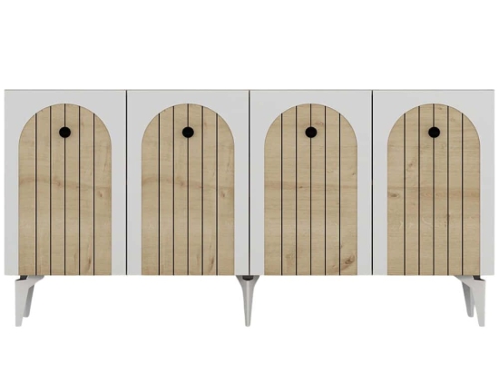 Μπουφές Breda 475OLV2326 150x40x79cm White-Oak Μοριοσανίδα, Μελαμίνη