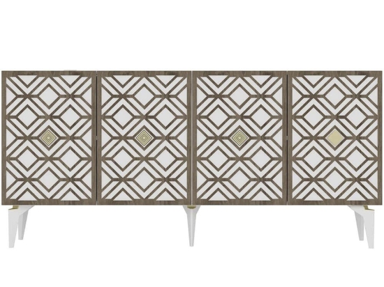 Μπουφές Rose 475OLV2330 150x40x79cm White-Walnut Μοριοσανίδα, Μελαμίνη
