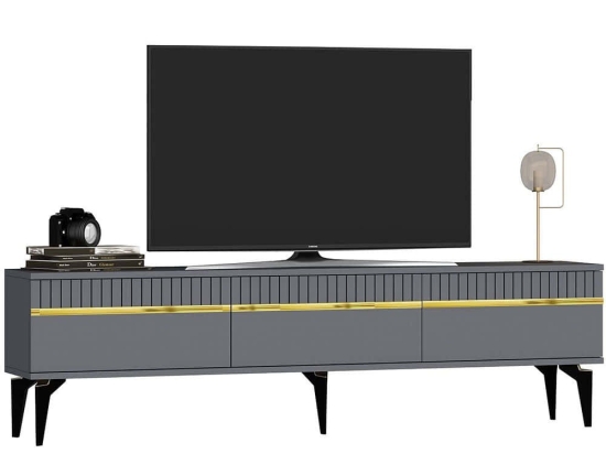 Έπιπλο Τηλεόρασης Defne 475OLV2901 180x29,6x44,6cm Anthracite-Gold