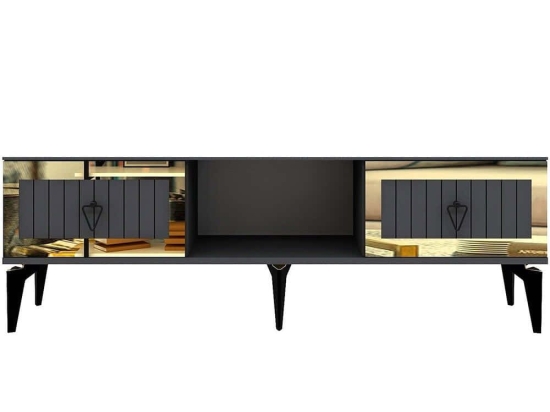 Έπιπλο Τηλεόρασης Linda 475OLV2905 150x29,6x44,6cm Anthracite-Gold