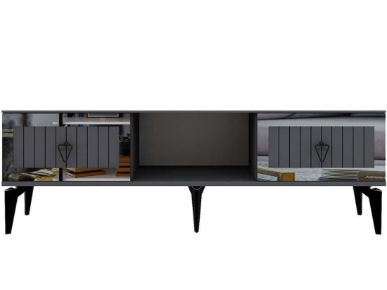 Έπιπλο Τηλεόρασης Linda 475OLV2906 150x29,6x44,6cm Anthracite-Silver