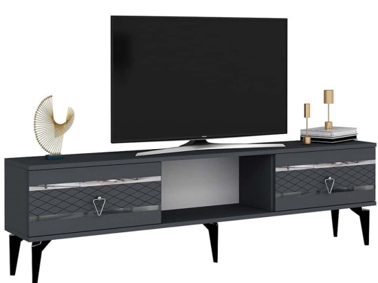 Έπιπλο Τηλεόρασης Pelin 475OLV2914 150x29,6x44,6cm Anthracite-Silver