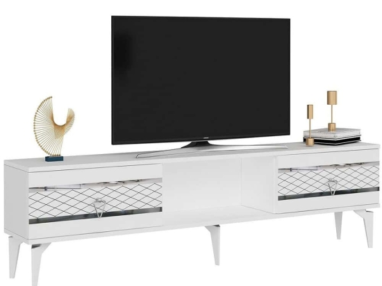 Έπιπλο Τηλεόρασης Pelin 475OLV2916 150x29,6x44,6cm White-Silver