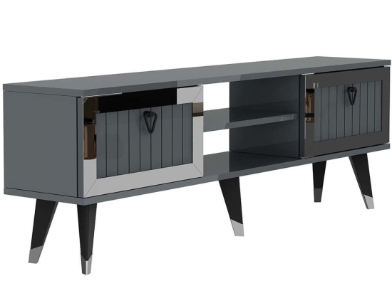 Έπιπλο Τηλεόρασης Lidya 475OLV2918 150x30x45,6cm Anthracite-Silver