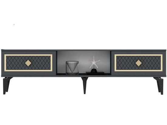 Έπιπλο Τηλεόρασης Herry 475OLV2923 150x29,6x44,6cm Anthracite-Gold