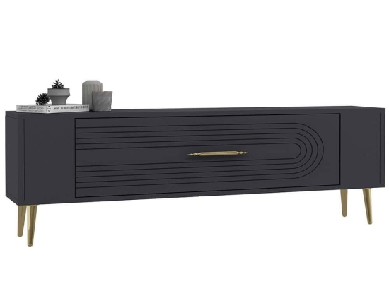 Έπιπλο Τηλεόρασης Retrol 475OLV2941 120x26,4x48,2cm Anthracite-Gold