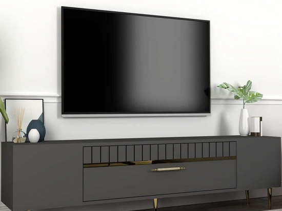 Έπιπλο Τηλεόρασης Dekolp 475OLV2985 150x29,6x48cm Anthracite-Gold