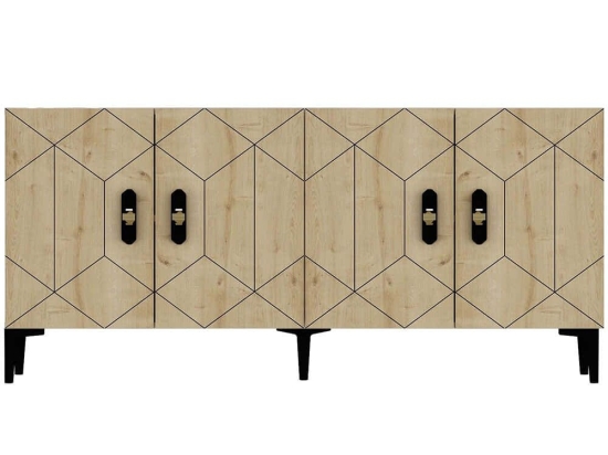 Μπουφές Cross 475OLV1772 150x35x75cm Oak-Anthracite Μοριοσανίδα, Μελαμίνη