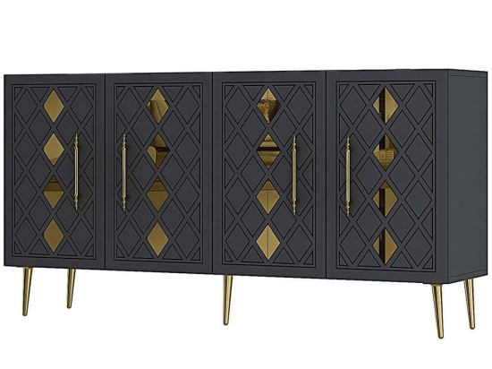 Μπουφές Dome 475OLV1784 150x35x75cm Anthracite-Gold Μοριοσανίδα, Μελαμίνη