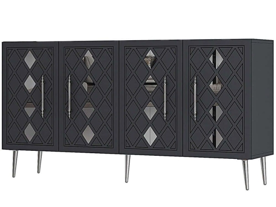 Μπουφές Dome 475OLV1785 150x35x75cm Anthracite-Silver Μοριοσανίδα, Μελαμίνη