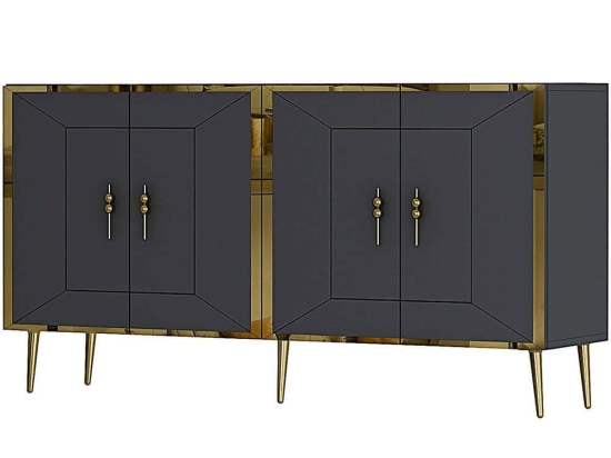 Μπουφές Arno 475OLV1788 150x35x75cm Anthracite-Gold Μοριοσανίδα, Μελαμίνη