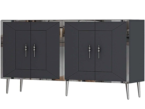 Μπουφές Arno 475OLV1789 150x35x75cm Anthracite-Silver Μοριοσανίδα, Μελαμίνη