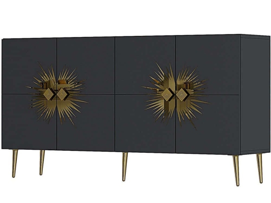Μπουφές Nida 475OLV1794 150x35x75cm Anthracite-Gold Μοριοσανίδα, Μελαμίνη