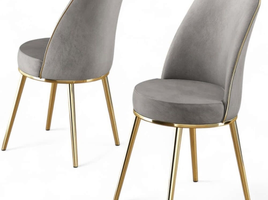 Καρέκλα Pefa Babyface (Σετ 4Τμχ) 240CHR1555 45x42x91cm Grey-Gold Μέταλλο,Ύφασμα