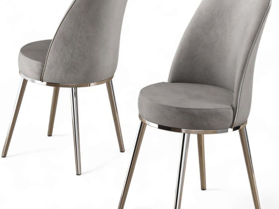 Καρέκλα Pefa Babyface (Σετ 4Τμχ) 240CHR1560 45x42x91cm Grey-Chrome Μέταλλο,Ύφασμα