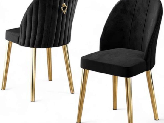 Καρέκλα Mara Babyface (Σετ 4Τμχ) 240CHR1751 45x42x91cm Black-Gold Μέταλλο,Ύφασμα