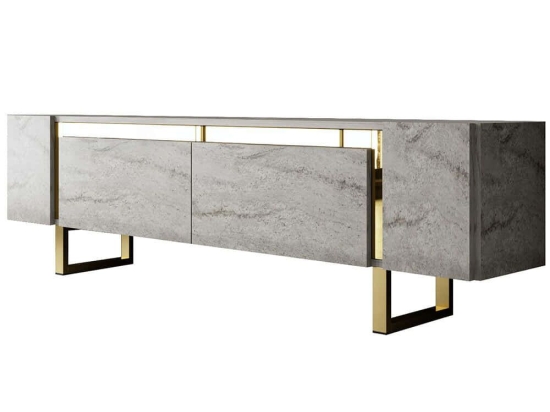Έπιπλο Τηλεόρασης Yildiz 618BLY1271 180x30x50cm Travertine Grey-Gold