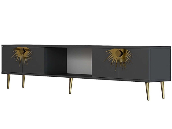 Έπιπλο Τηλεόρασης Nida 475OLV3075 150x29,6x40,6cm Anthracite-Gold