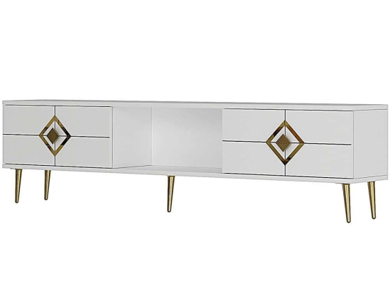 Έπιπλο Τηλεόρασης Robber 475OLV3081 150x29,6x40,6cm White-Gold