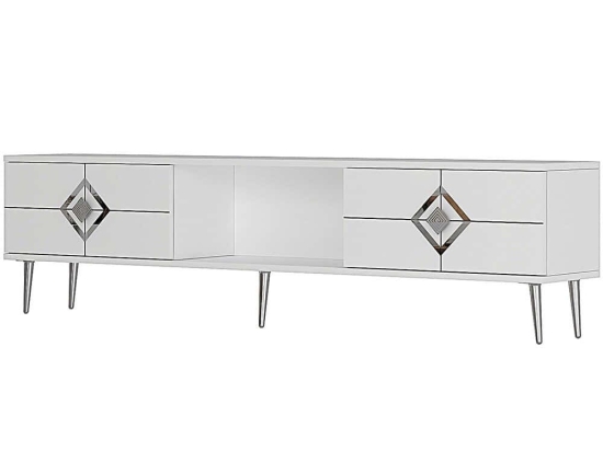 Έπιπλο Τηλεόρασης Robber 475OLV3082 150x29,6x40,6cm White-Silver