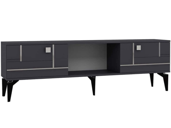 Έπιπλο Τηλεόρασης Madera 475OLV3088 150x29,6x44,6cm Anthracite-Silver