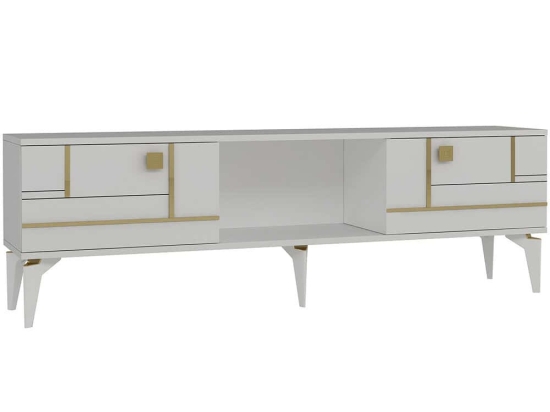 Έπιπλο Τηλεόρασης Madera 475OLV3089 150x29,6x44,6cm White-Gold