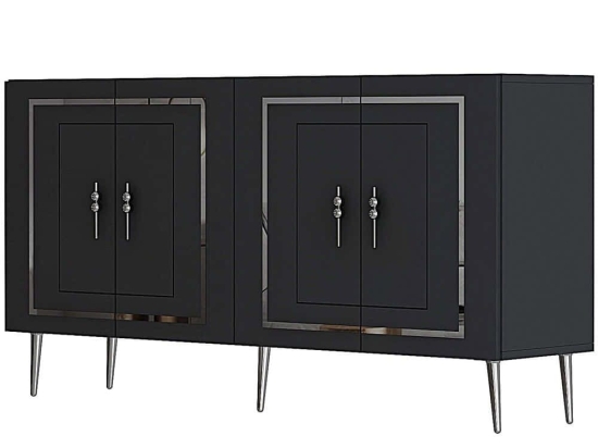 Μπουφές Piero 475OLV3102 150x35x75cm Anthracite-Silver Μοριοσανίδα, Μελαμίνη