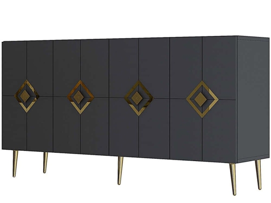 Μπουφές Robber 475OLV3105 150x35x75cm Anthracite-Gold Μοριοσανίδα, Μελαμίνη