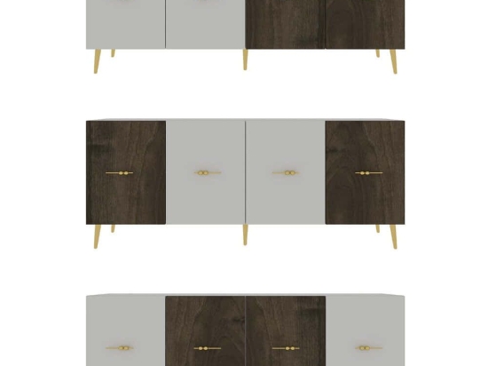 Μπουφές Loop 475OLV3114 150x35x75cm White-Walnut Μοριοσανίδα, Μελαμίνη