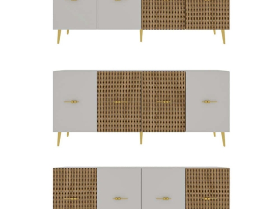 Μπουφές Loop 475OLV3115 150x35x75cm White-Oak Μοριοσανίδα, Μελαμίνη