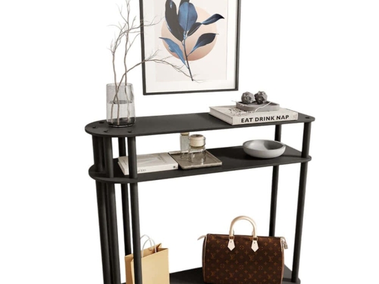 Κονσόλα Caprio 282PTR1143 90x30x84cm Black Mdf,Ξύλο