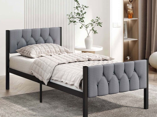 Κρεβάτι Stil (Για Στρώμα 90x190cm) 837WST1148 90x190x88cm Grey Μονό