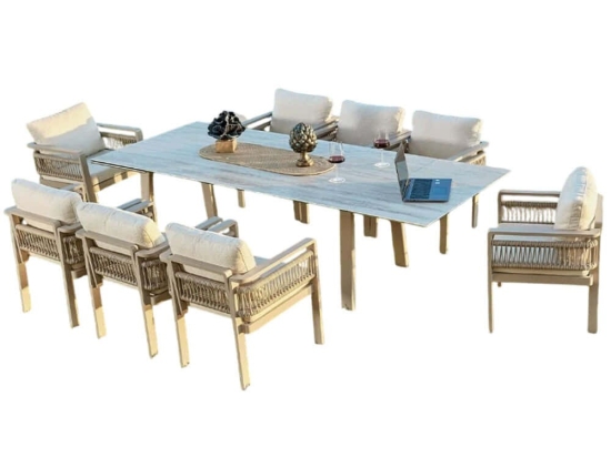 Τραπεζαρία Κήπου Venedik (Σετ 9Τμχ) 561CLR1313 Beige 8 Θέσεων