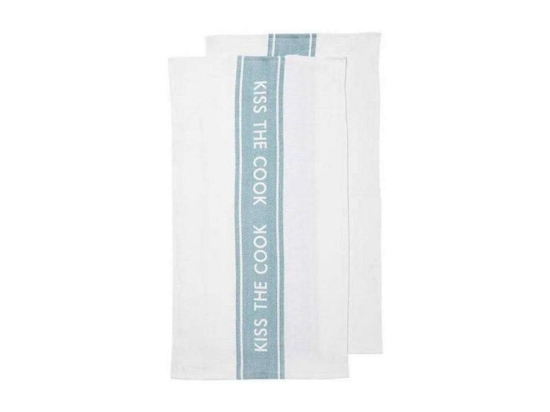 Πετσέτες Κουζίνας Kiss The Cook (Σετ 2Τμχ) 33193 45x70cm White-Light Blue Ladelle 100% Βαμβάκι