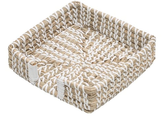 Χαρτοπετσετοθήκη Πλεκτή 63037 20x20x5cm Cream-White Ladelle Seagrass