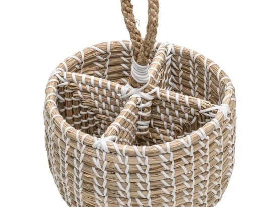 Βάση Για Κουτάλες Πλεκτή 63043 20x20x25cm Cream-White Ladelle Seagrass