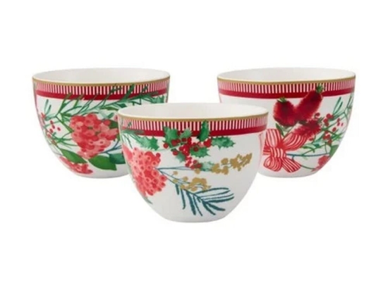 Χριστουγεννιάτικο Μπωλ Σερβιρίσματος Festive Flora (Σετ 3Τμχ) DX1398 10cm Multi Maxwell&Williams