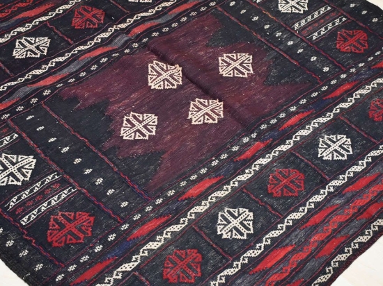 Χειροποίητο Χαλί Persian Kilim Wool Black-Red 128Χ128 128X128cm