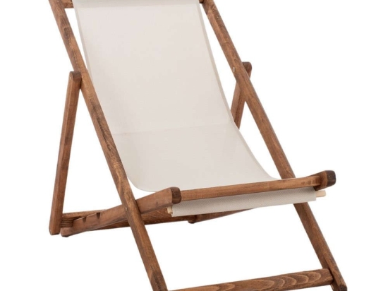 Σεζλόνγκ Λήμνος HM11707.60T 55,5x97x105cm Μασίφ Οξιά Εμποτισμού Walnut Με Pvc 2x1 Ecru