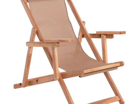 Σεζλόνγκ Λήμνος HM11877 62,5x97x105cm Με Μπράτσα Εμποτισμού Natural-Moca