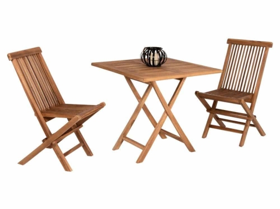 Τραπεζαρία (Σετ 3Τμχ) Kendall HM11951 Πτυσσόμενα 80x80x75cm Από Ξύλο Teak Natural 2 Θέσεων